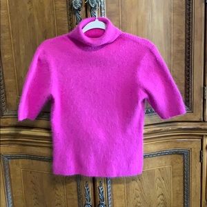 Bright Pink Angora Turtle Neck Sweater
